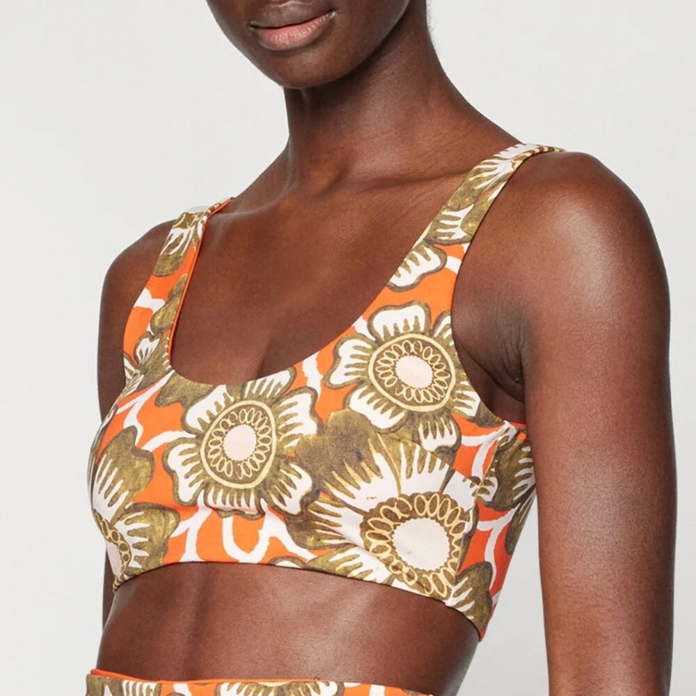 NWT Mara Hoffman Lira Bikini Top Womens L Olea Poppy Floral Print
